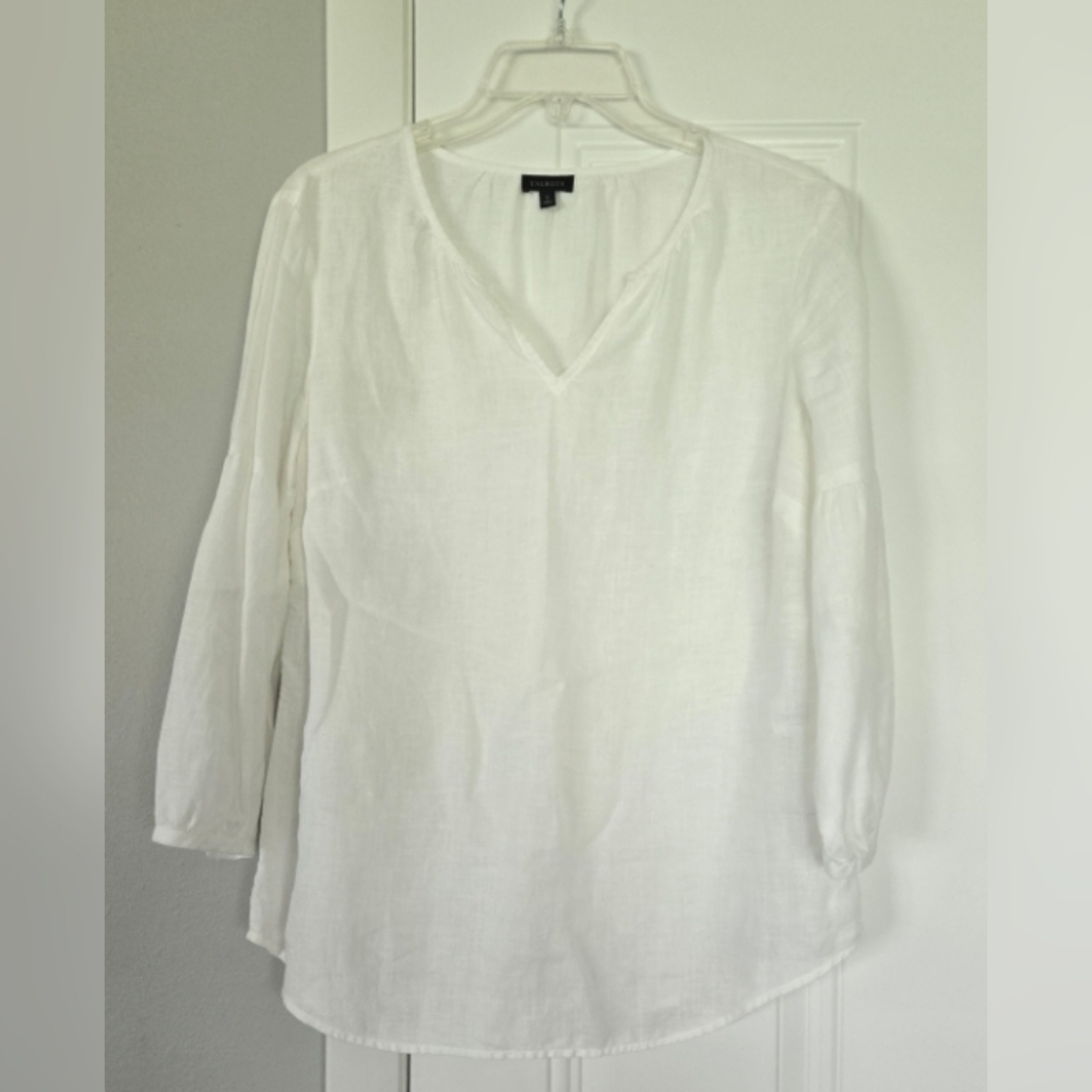 Talbots White V-Neck Blouse